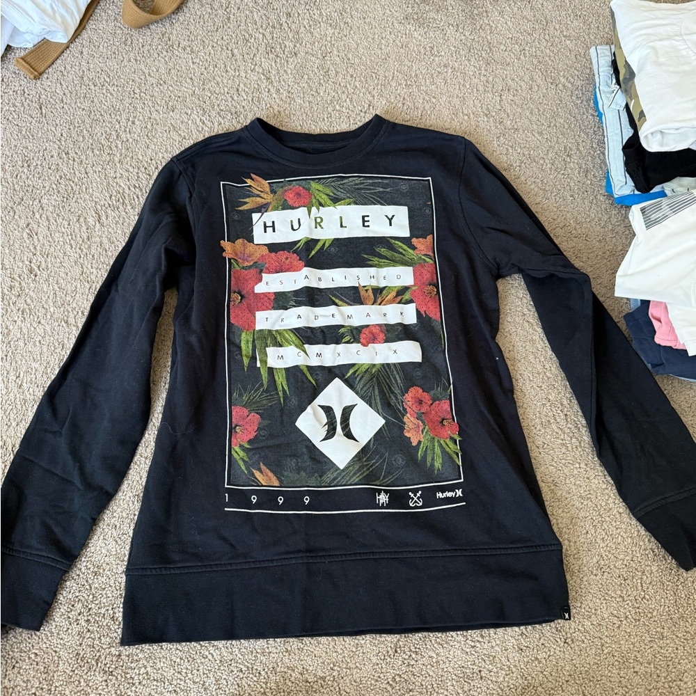 Hurley Black Graphic Crewneck